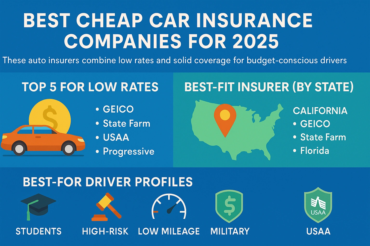 Best Cheap Car Insurance Companies for 2025 (Ranked by State)